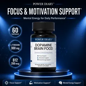 POWER DIARY Dopamine Support Brain Food with L-Tyrosine, for Focus, Clarity & Mental Energy, 60 Capsules