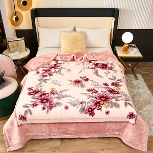 Luxury Mink Blanket, 2-Ply Blankets, 7.8LBs Heavyweight, Silky Soft and Warm Raschel Blanket, Floral Blanket, Throw Blankets for Autumn and Winter For Bed and Sofa G, 79" x 91", Cozy Throw Blanket, Floral Print Blanket