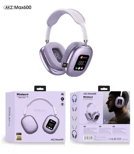 AKZ-MAX600 Wireless On-Ear Headphones - RGB Digital Display Audio Headset, Dual-Mode Foldable Design with TF Card Support, Bluetooth & Wired Connectivity, Wireless Headset Audio