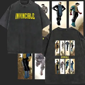 Superstyle Limited Edition Invincible War Comic Double Printed Oversize Lightweight Acid Washed Tee, TV Series Graphic Tee, Gift T-Shirt for Comic Fan