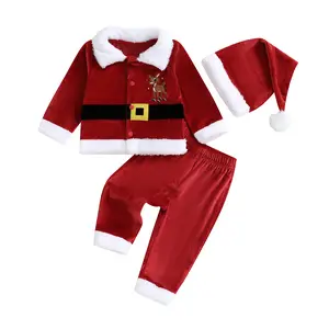 Toddler Baby Santa Claus Costume Boys Girls Christmas Outfits Reindeer Jacket Long Pants Hat Xmas Cosplay Sets
