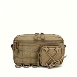 Durable Tactical Edc Kit with Molle System, Compact Nylon Waist Bag, Zippered Pockets, Portable for Travel and Outdoor Use, Durable Outdoor Hiking