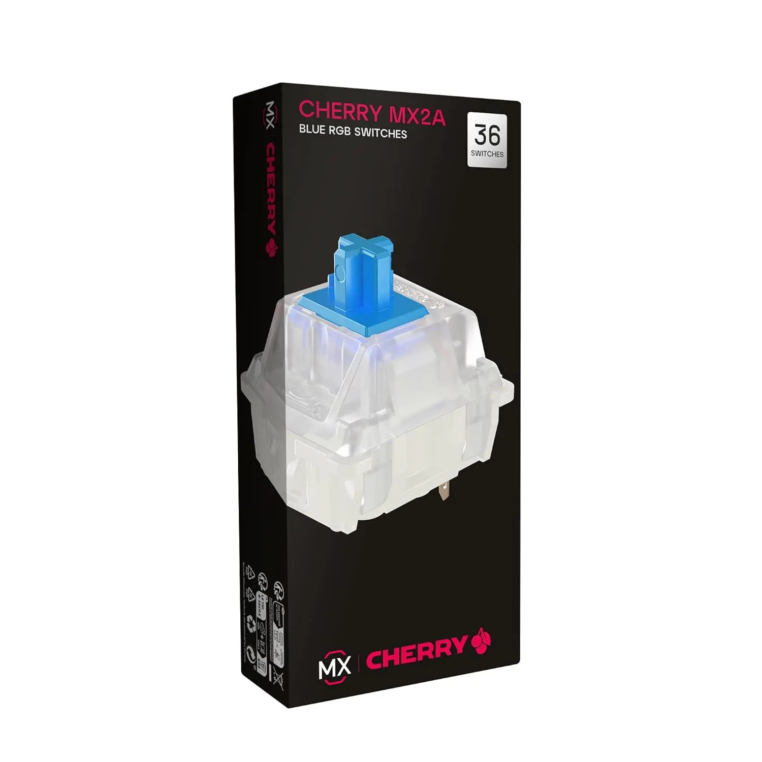 CHERRY MX2A RGB Blue Switch Kit, 36 Mechanical Keyboard Switches, for DIY, Hot Swap or Gaming Keyboard, Tactile Switch with Click (Clicky), Loud & Noticeable