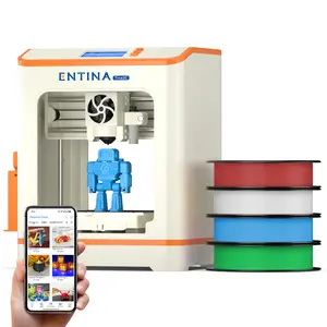 Entina Tina2C Mini 3D Printer for Kids & Beginners – Fully Assembled, Ready in 8 Minutes, App & WiFi Control, 1500+ Models, 20+ DIY Modules, Auto Leveling, High Precision for Home & STEM Learning,Birthday Gift