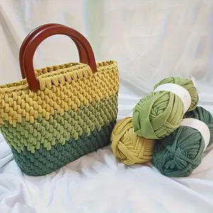 SMB 3-Ply Mixed Color Candy Yarn Strips with Fabric Ribbon for Beginners, Crochet Knitting Yarn, Thick Yarn for Bags And Storage Baskets., Knitting Accessories And Supplies