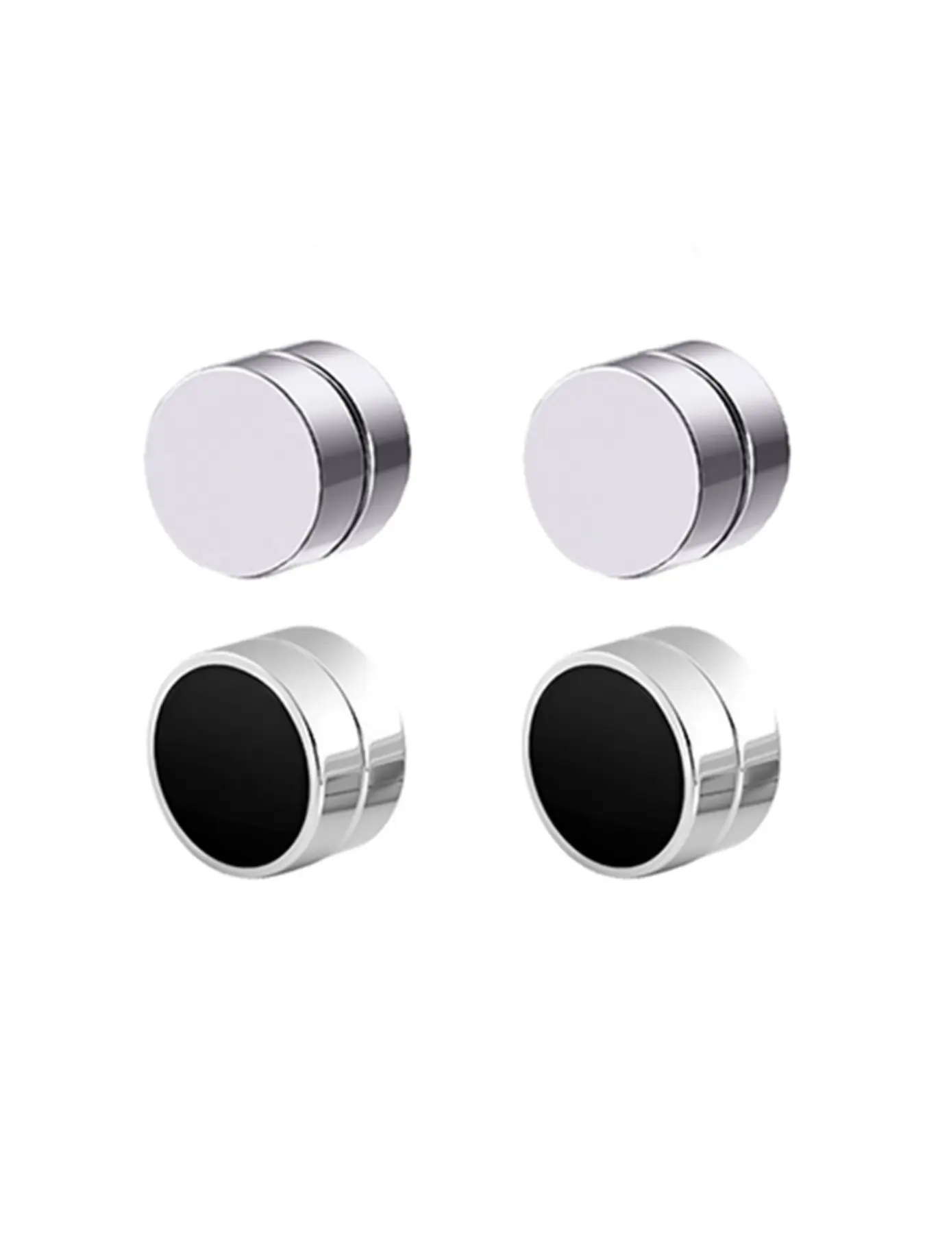 2 Pairs Simple Fashion Hip Hop Punk Stainless Steel Ear Clips, Ear Clip Set, Creative Lightweight Magnetic Stud Earrings, Unisex Style for Daily Wear and Gifts, Versatile Earrings, Fashionable Earrings, High Quality Earrings