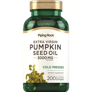 Piping Rock Pumpkin Seed Oil Softgel Capsules | 3000mg | 200 Pills | Cold Pressed Supplement | Extra Virgin Extract | Non-GMO, Gluten Free
