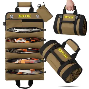 Gifts for Men,Premium Roll Up Tool Bag,Heavy Duty Small Tool Bag Storage with W/Detachable Pouches,Waterproof Oxford Cloth,Gifts for Dad Tool Roll Organizer For Motorcycle,Truck,Electrician,Mechanics etc Outdoorfun