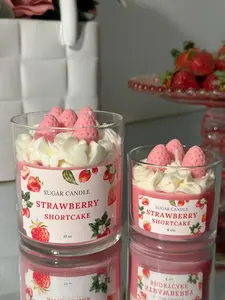 Strawberry Shortcake Soy Candle - Scented Christmas, Birthday & Housewarming Gift - Decorative Holiday Candle for Home Decor