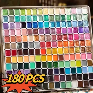 Watercolor Painting Set, 180/98/60 Color Shifting Watercolor Paint Kit, Metallic/Pearlescent/Glitter/Color Shifting/Shimmer Water Color Paint for Adult, Solid