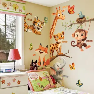 Jungle Themed Wall Sticker, Funny Stickers, 6 Counts/set Self Adhesive Wall Decal, Wall Art Decorative Sticker for Home Bedroom Living Room