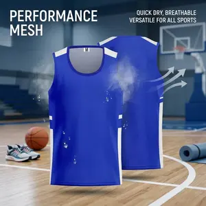 Reversible Mesh Basketball Jerseys - Performance Athletic Scrimmage Jerseys Team Uniforms Breathable Lightweight for Sports Training Practice Games Men's S-3XL Size Range