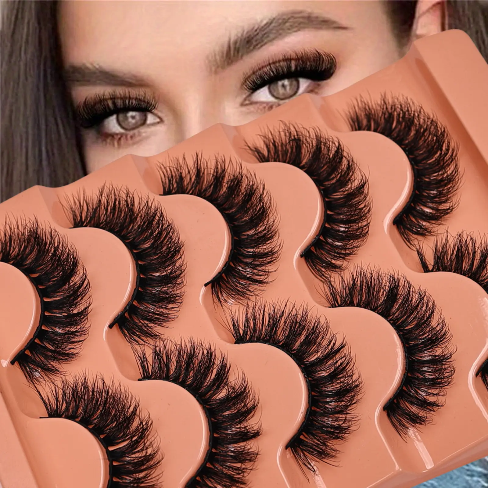 5Pairs 3D fluffy false eyelashes for dramatic fake eyelashes Messy False Eyelashes Fluffy Thick Lashes Makeup Cosmetic Volume Fluffy Lashes