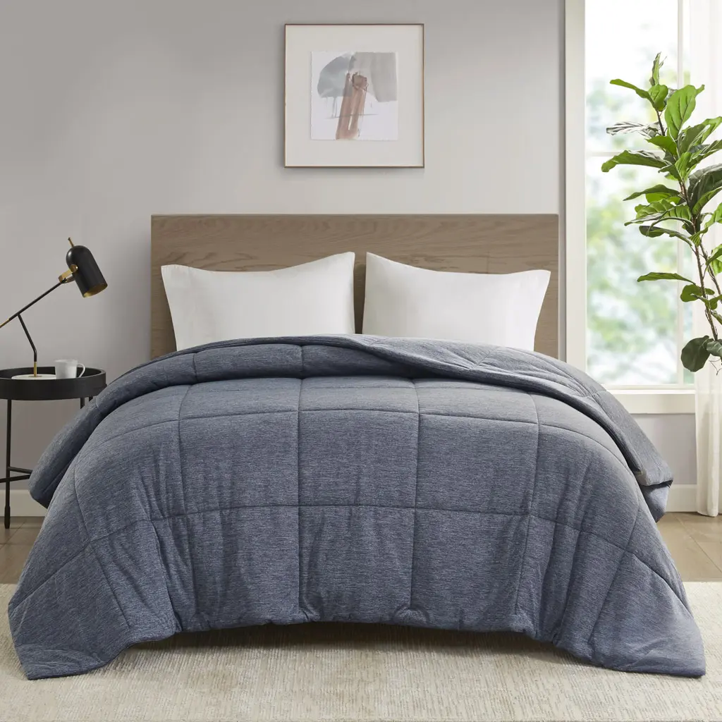 Urban Habitat UH10-2503 Cooling Duvet Set - Twin/Twin Extra Large Navy 360 Stand Comfy Bedding Sets, Breathable Lightweight Machine Washable Fiber Fill Duvet Bedding, 68x94x1in Comfort Cool Jersey Knit Oversized Down Alternative Comforter, Duvet Bedding S