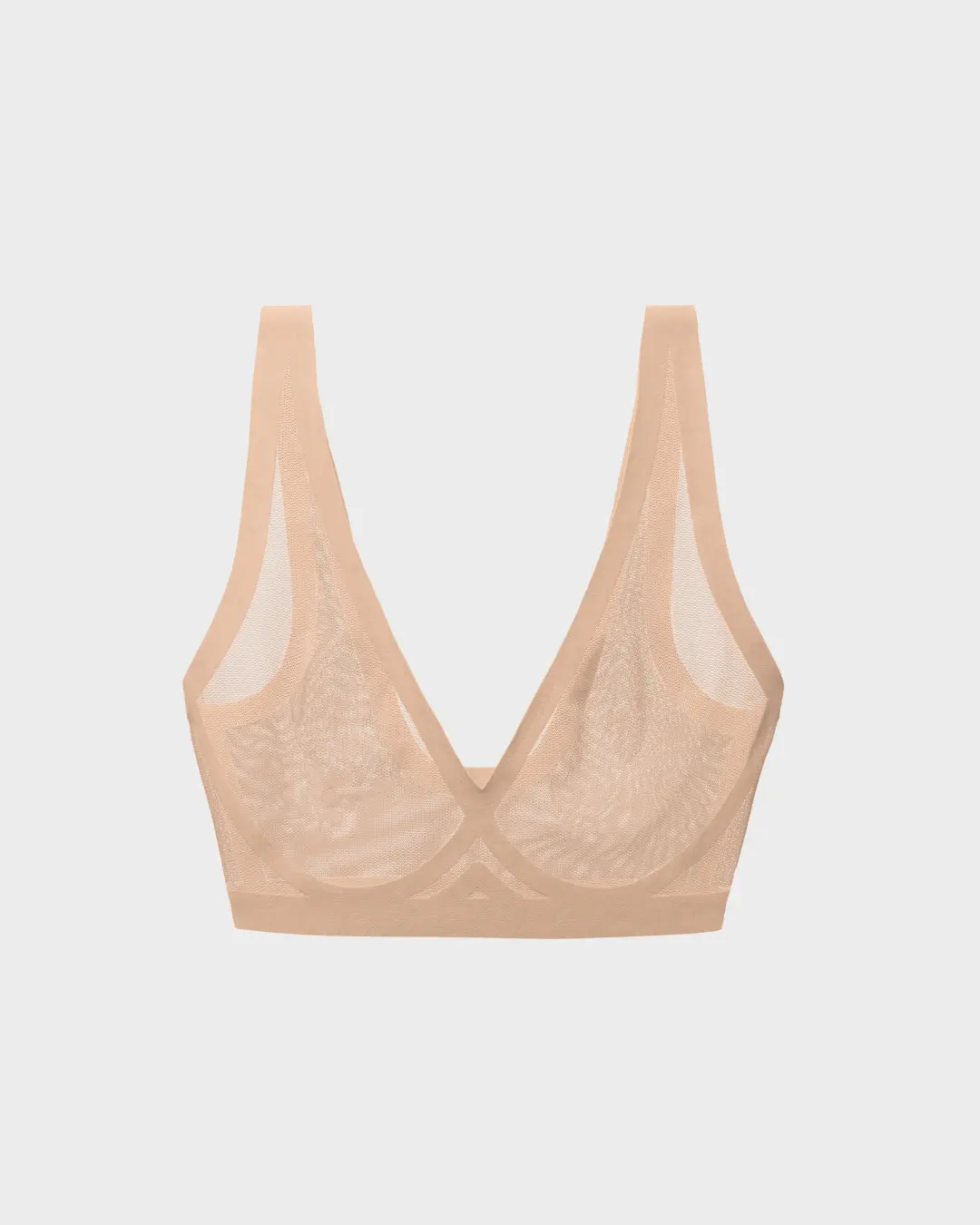Champagne Bralette for Women in Seamless Soft Mesh Fabric - Smooth & Supportive Fit with Adjustable Straps & Removable Pads