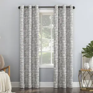 96"x40" Parrish Distressed Grid Thermal Extreme 100% Blackout Grommet Curtain Panel Gray - Sun Zero