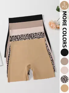 5 Pcs Women's High Waist Seamless Smooth Safety Pants, Anti-Showthrough, Anti-Roll, Anti-Irritation, Shapewear Panty, Underwear, High Elasticity, Butt Lifter