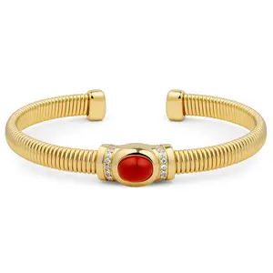 Mytys Natural Red Agate Bracelet With Sparkling Zircon For Women Symbolic Gemstone Adjustable Jewelry Perfect Gift For Everyday Wear