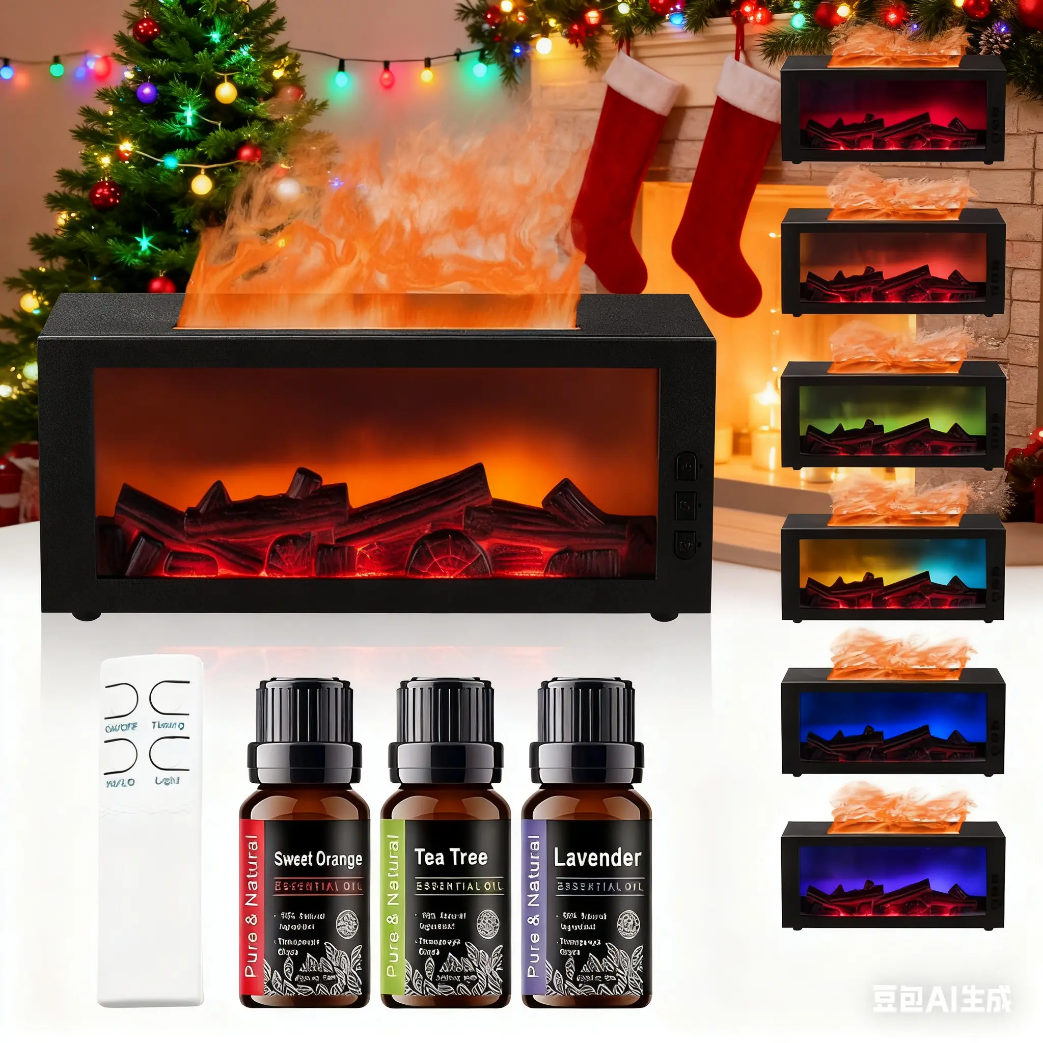 Upgraded 300ml Humidifier Diffusers with 7-Color LED Flame Effect, Remote Timer, Large Capacity for Home Bedroom Relaxing Aromatherapy, Essential Oils Compatible, Office Use, Christmas Party Game Garland Wreath Gift, Patella Bands, Little Helper Sno