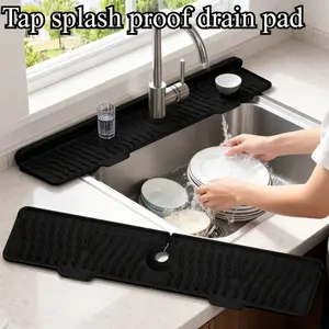 Durable Non-Slip Sink Mat, Inclined Drain Design, Foldable /, Easy Clean Silicone Material, Perfect for Sinks, Dishwasher, Washer, Water Splash Guard