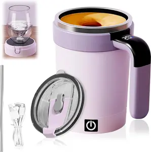 Smart Temperature Measuring Magnetic Automatic Stirring Cup, Electric Portable Coffee Cup, Milkshake Cup, Fitness Protein Shaker