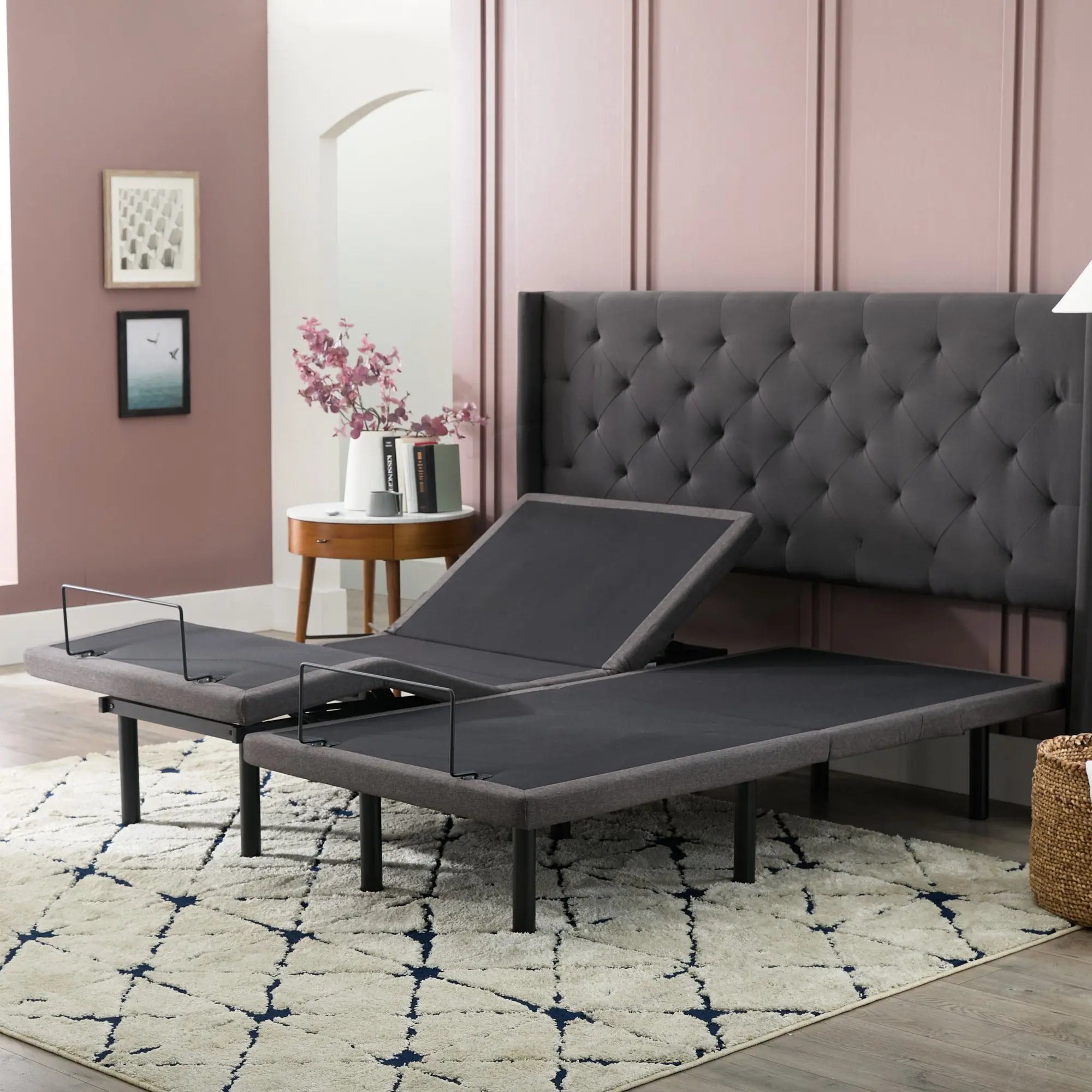 L300 Height Adjustable Elevated Bed Frame with Bluetooth Syncing and Charging Ports, Height Adjustable Bed