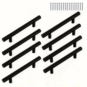 Drawer Pull Handles Cabinet Door Knobs Set of 8, Thickened Stainless Steel Thick Design, Easy Installation Replaceable, Simple Luxury Style