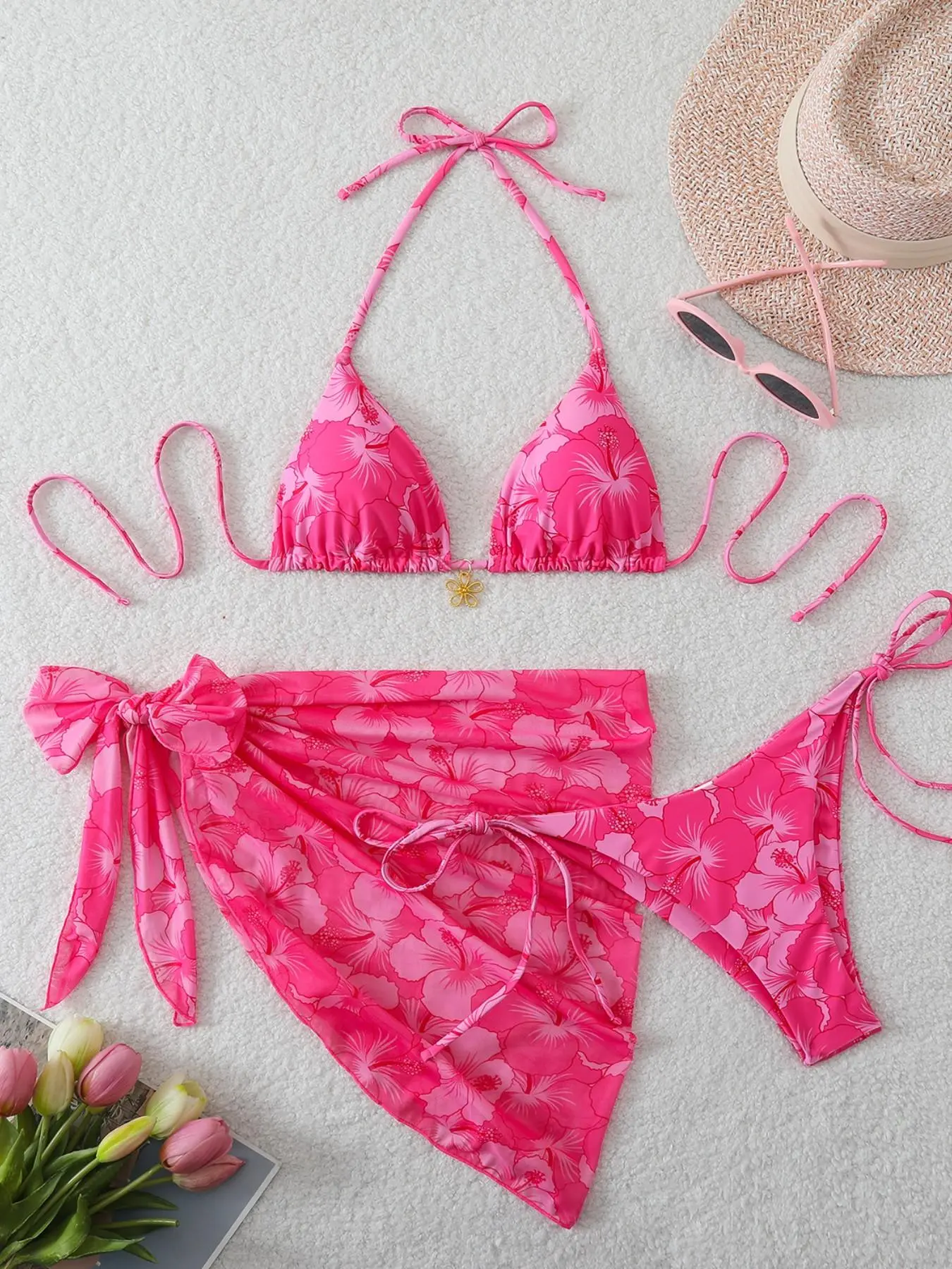 Women's Fashion Two-Piece Bikini Three-Piece Set Women's Fashion Two-Piece Bikini Three-Piece Set
