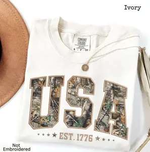 Comfort Colors Camo America PRINT Shirt, USA Hunting Tee, Camo USA T-Shirt, 4th of July Tee, Patriotic Unisex TShirt, USA Pride Gift Est 1776 T-Shirt