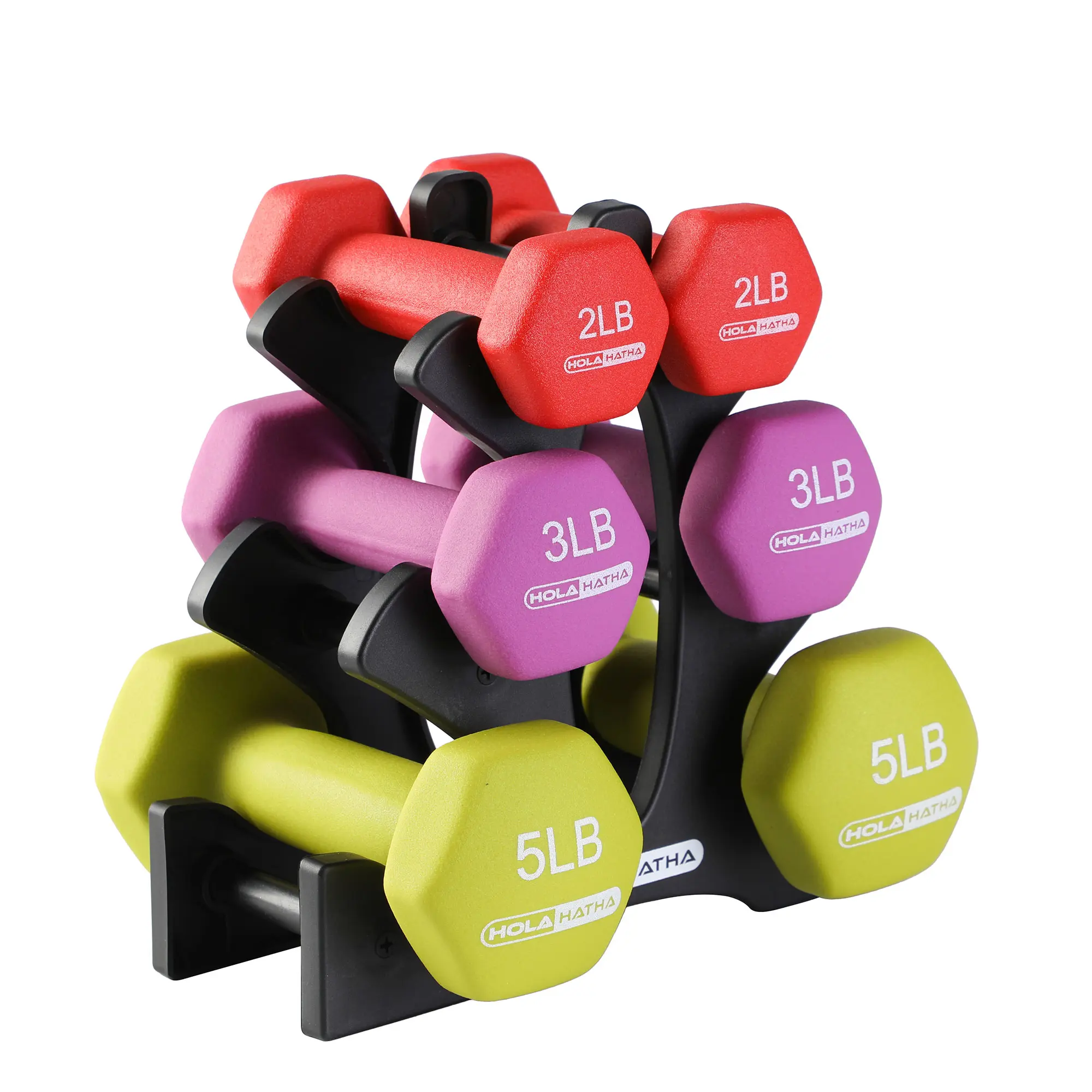 HolaHatha Neoprene Dumbbell Weight Set with Rack HolaHatha Neoprene Dumbbell Weight Set with Rack