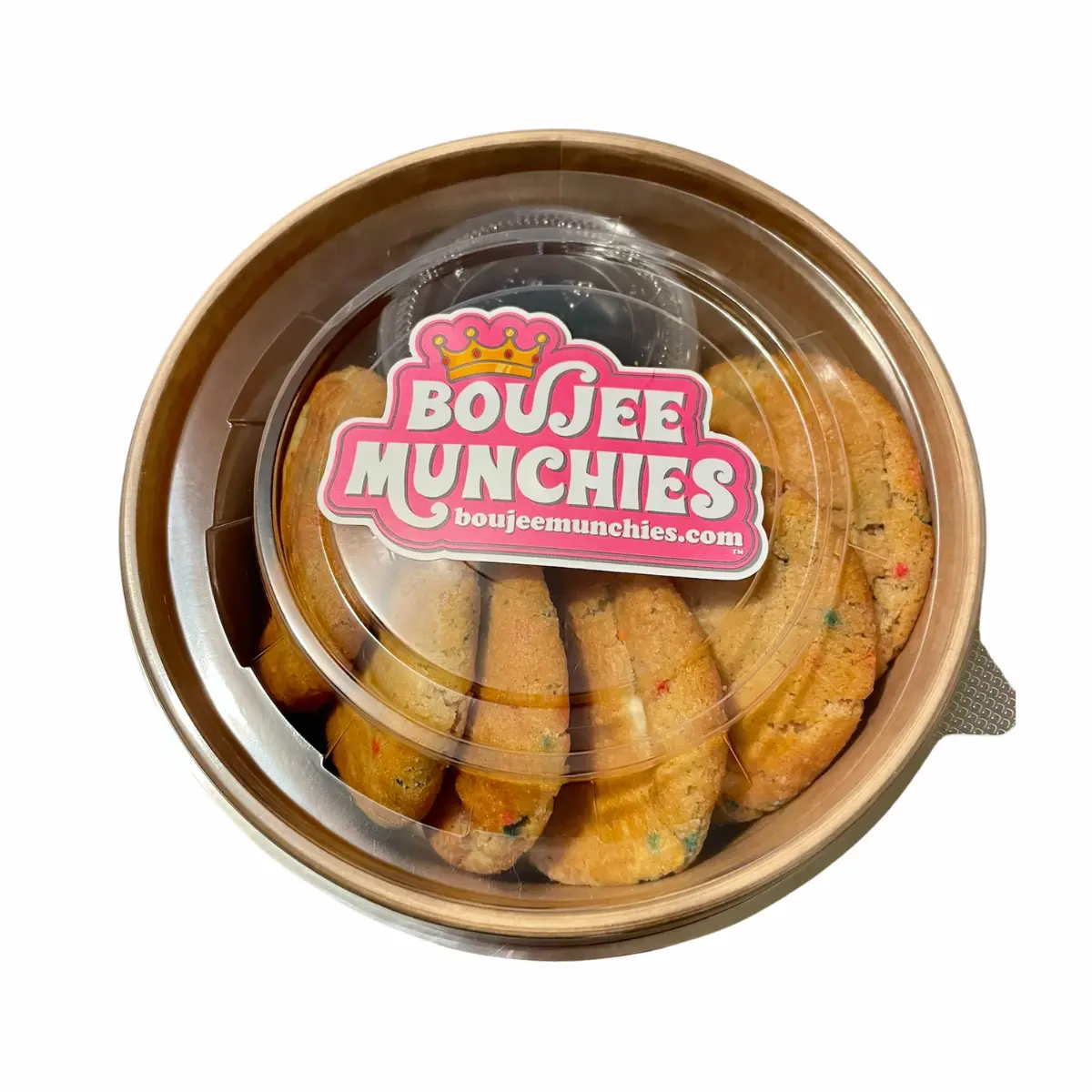 Mini Funfetti Cookie Tin 8 Count with Dipping Sauce Boujee Munchies