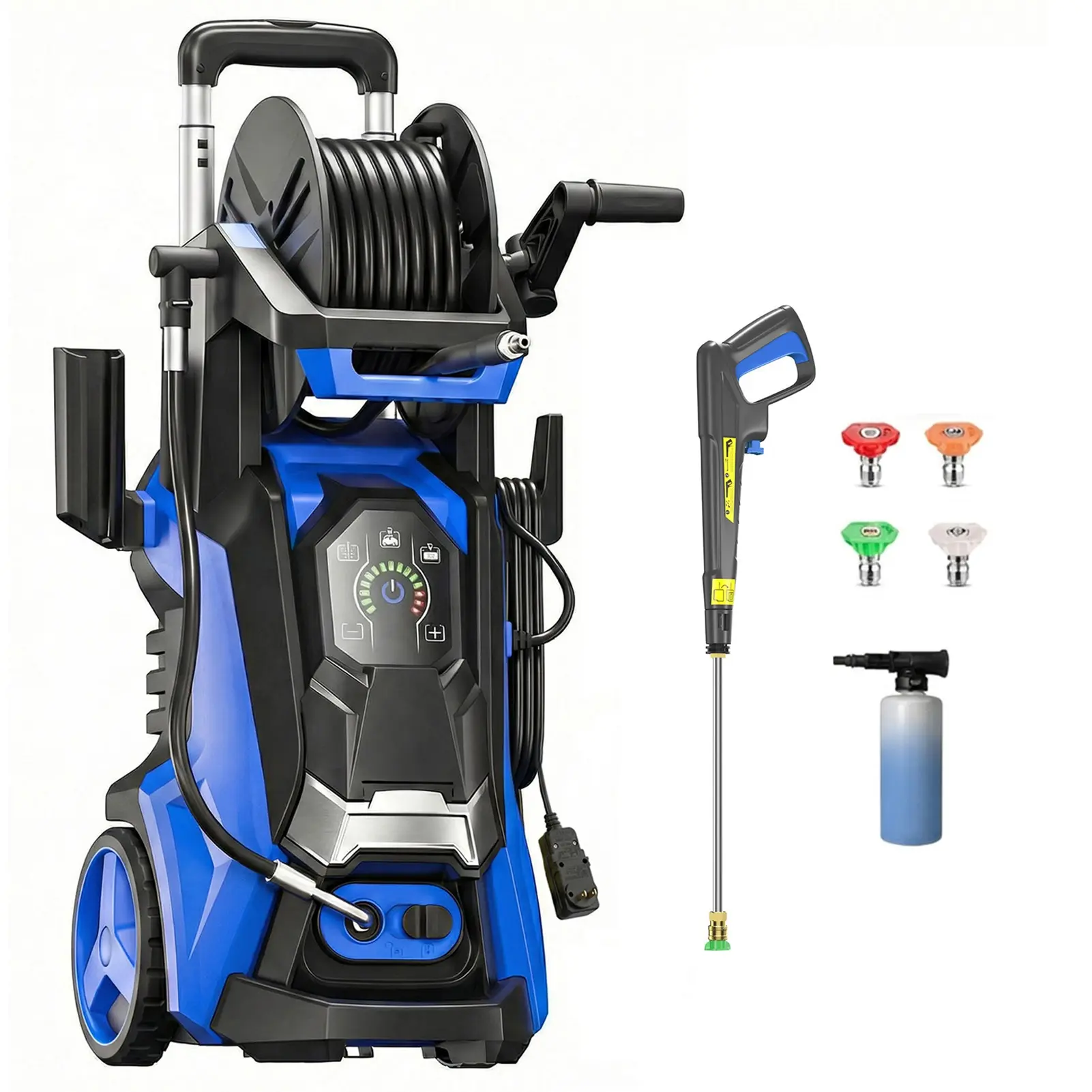 Electric Pressure Washer 5560PSI MAX 3.8GPM, 15 Level Adjustable Touch Screen, High-Pressure Cleaning, with 4 Quick Connect Nozzles, 500ML Foam Cannon, Stainless Steel Lance, Automatic Total Stop System for Car Wash, Home, Patio Cleaning