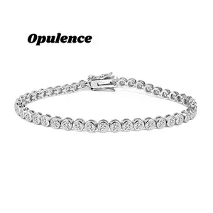 White Gold Plated Tennis Bracelet with Simulated Diamond Crystals Moissanite Birthday Gift