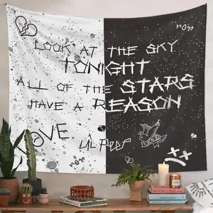 Tapestry  Rapper Wall Tapestry Lil Peep Tapestry Juice World Black and White Star Tapestry for Bedroom Use Decor y2k room decor