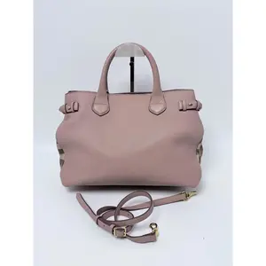 Pre-owned BURBERRY Leather Shoulder Bags Pink Pebbled House Check Medium Banner Tote Bag Shoulder Handbag JC112BR