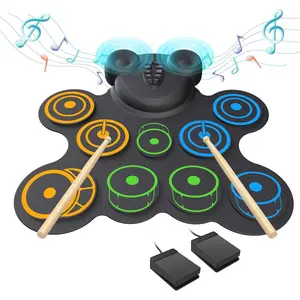 10 Pads  Drum Sets,Electric Drum Set,Drum Pad with Headphone Jack, Built-in 2 Speaker Foot Pedals and Drumsticks,  Drum Set Compatible with MIDI Output,  gifts for