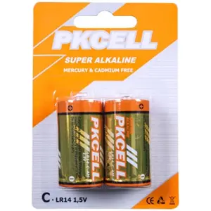 Pkcell 1.5V Alkaline C Size Battery, Pack of 2 Pkcell 1.5V Alkaline C Size Battery, Pack of 2