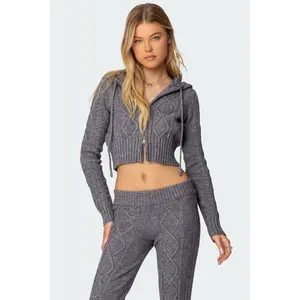 Ray Cable Knit Hooded Cardigan Ray Cable Knit Hooded Cardigan