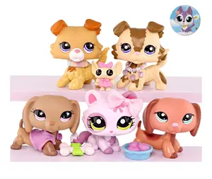 5-9 PC Mini Pets Collie Dachshund Great Dane Cocker Spaniel Dogs and Shorthair Cats Figure Toy for Kids Xmas Birthday Gift Set