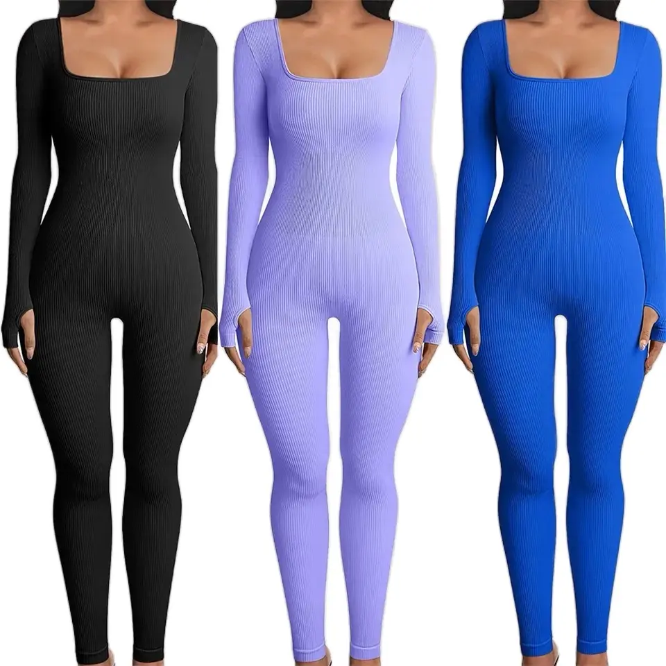 ZOO GARDEN SLIM RIBBED JUMPSUIT LONG SLEEVE Comfort Fabric woman jumpsuit