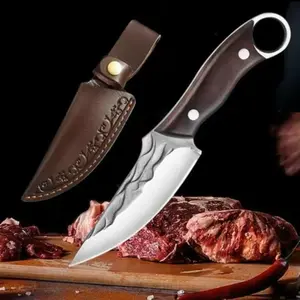Viking knife Chef Japan Kitchen Meat CleaverButcher Boning Knife with Sheath, Kitchen MeatCleaver Butcher, Handmade Forged Knife for MeatCutting Meatcleaverset Utensils Stainless Steel Home
