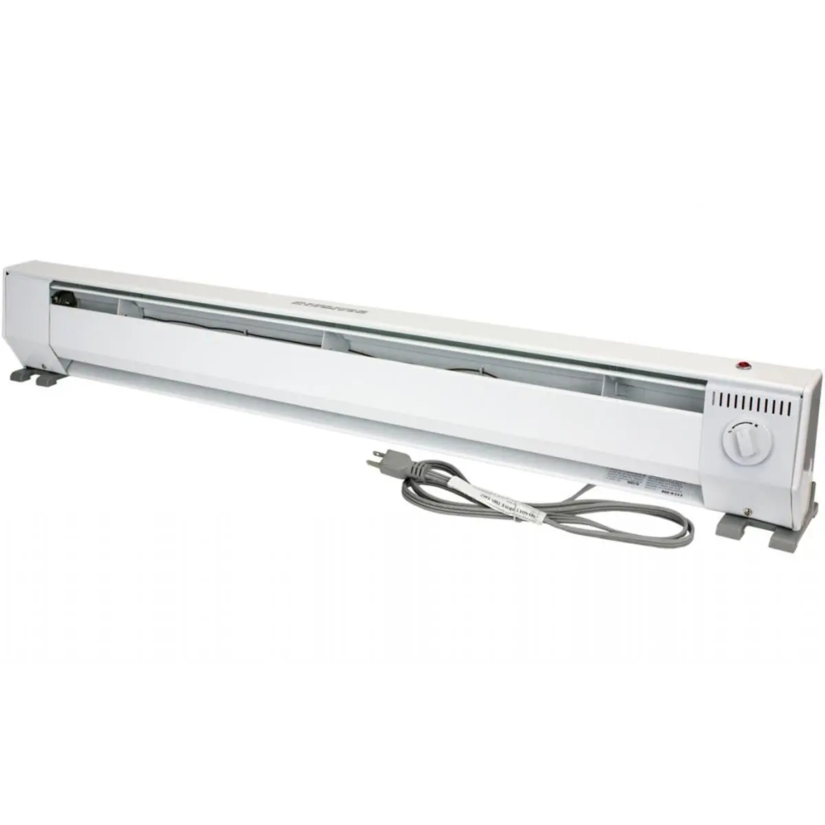 4 ft Sturdy Aluminum Fin Convection Baseboard Heater - 120V, 1000W, White, Silent, Indoor, Energy Efficient, 3-Wire Grounded Outlet Plug, Tip-Over Switch, Adjustable Thermostat, 1-Year Warranty, Suitable for Home Rooms