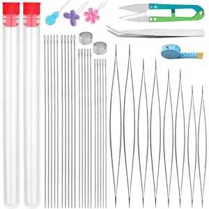 39 Pcs Beading Needles Long Straight Beading Needles Big Eye Bead Needles for Seed Beads Jewelry Making