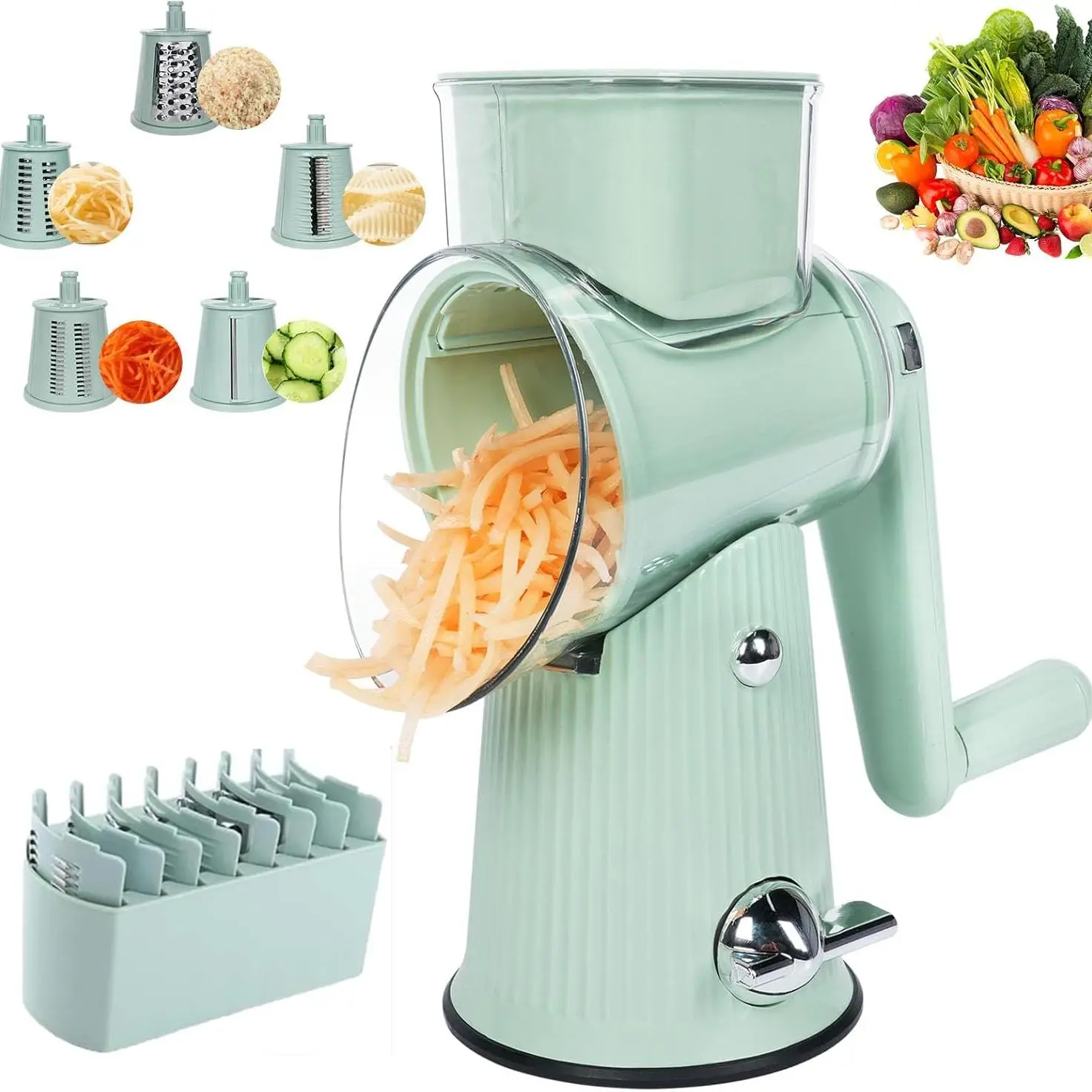 5 in 1 Manual Vegetable Chopper, 1 Set Multifunctional Vegetable Slicer with Replaceable Blades, Modern Kitchen Fruit & Vegetable Utensils, Mandoline