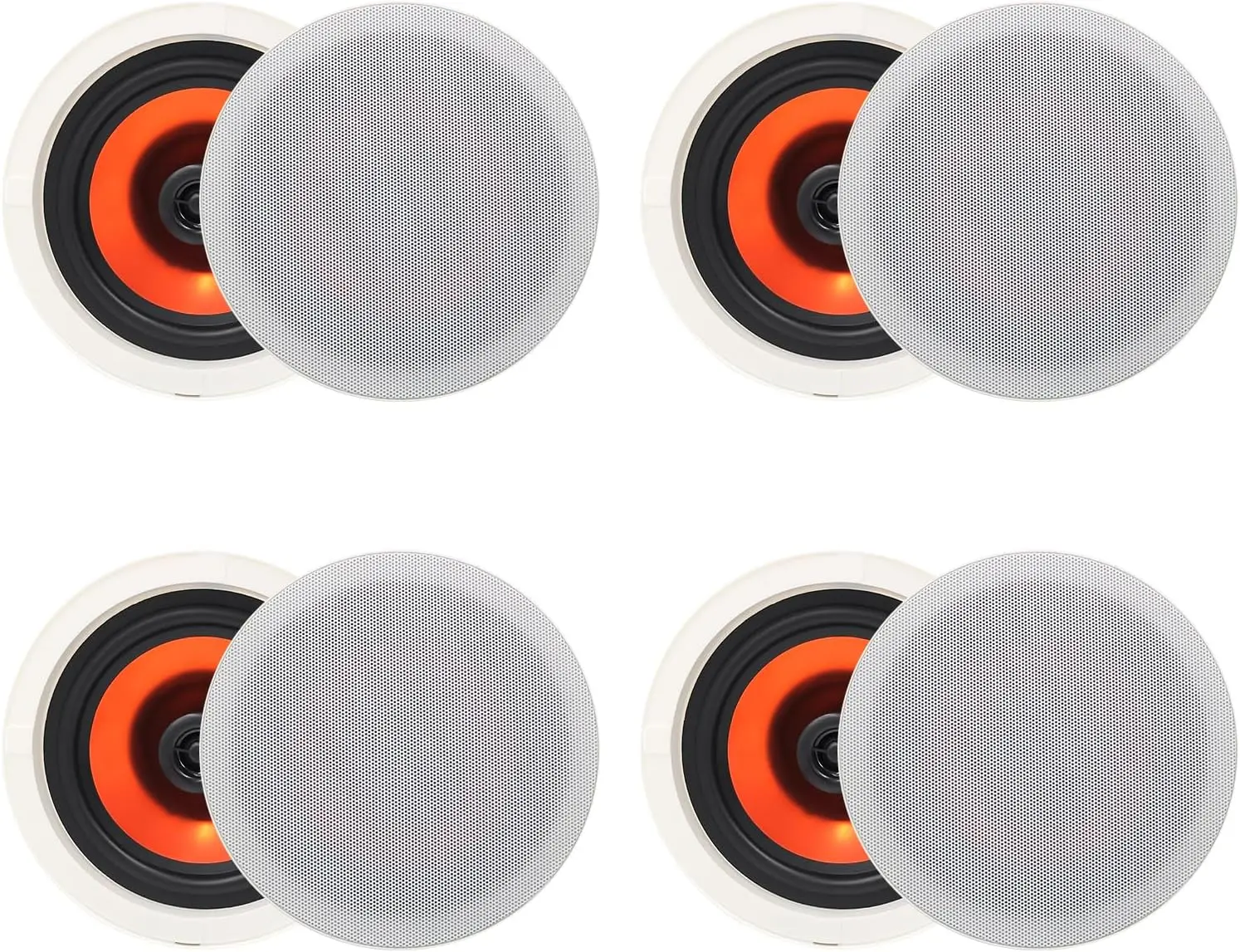 Herdio 6.5” 600 Watt Bluetooth Ceiling Speaker Wired Recessed Speaker System For Kitchen, Home Theater, Bedroom, Office, Covered Patio (4 Speakers), Mother's day Gift