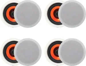 Herdio 6.5” 600 Watt Bluetooth Ceiling Speaker Wired Recessed Speaker System For Kitchen, Home Theater, Bedroom, Office, Covered Patio (4 Speakers), Mother's day Gift