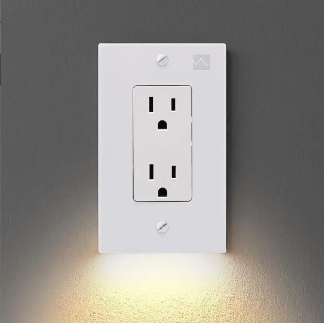 Universal Built-in Sensor Square LED Night Light Socket - Automatic Activation, LED Technology, Gentle Glow Home Improvement Electrical Accessory for Bathrooms, Hallways