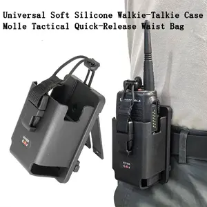 Large Belt Soft Gel Protective Case, Molle Tactical Quick-Release Waist Holder, Universal Motorola iRadio Handheld Radio Protection Cover,Molle Tactical Quick-Release Waist Bag,Molle Quick-Release Belt Bracket, Universal Fit