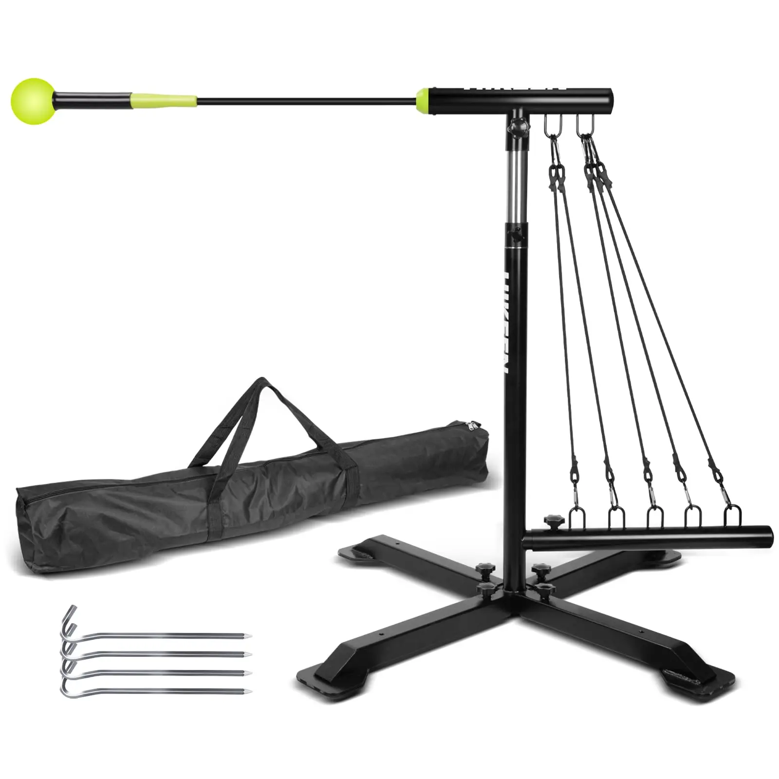 Top-Rated Hikeen Baseball Swing Trainer: Adjustable Height, 5-Tier Resistance, Ground Anchors & Carry Bag – Must-Have for Batting Drills