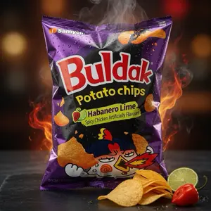 Buldak Habanero Lime Spicy Chicken Artificially Flavored Potato Chips - Samyell Brand Snack